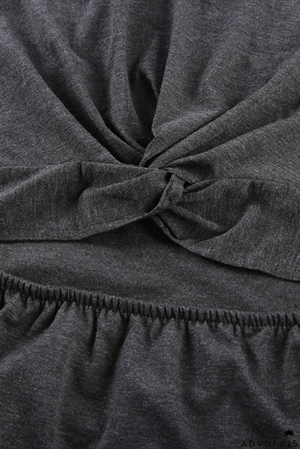 Burgundy Crew Neck Sleeveless Twist Hollow-out Bodycon Mini Dress