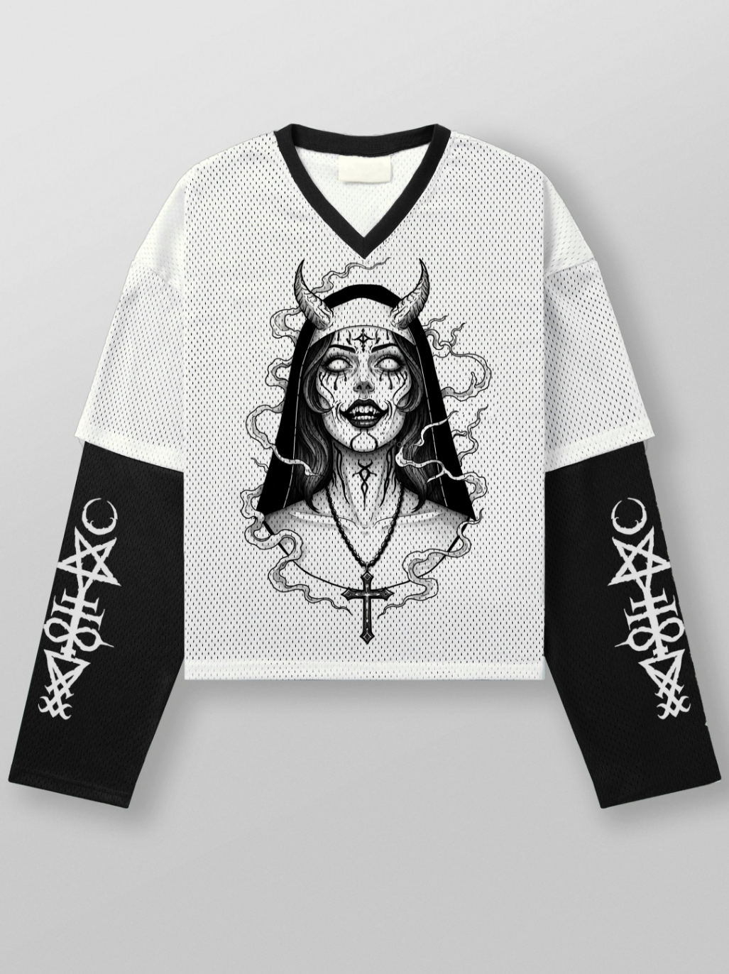 Art Satanic Devil Nun Long Sleeve Jersey