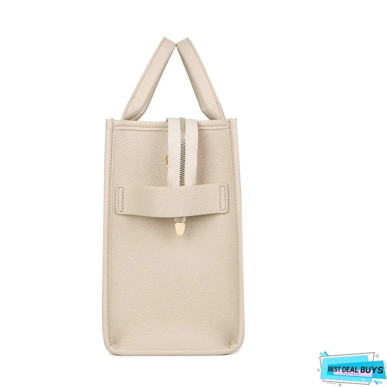 Cross-Border Foreign Trade Women's Bag One Piece Dropshipping New Solid Color Pu Letter Tote Bag Simple Casual Large Capacity Handbag