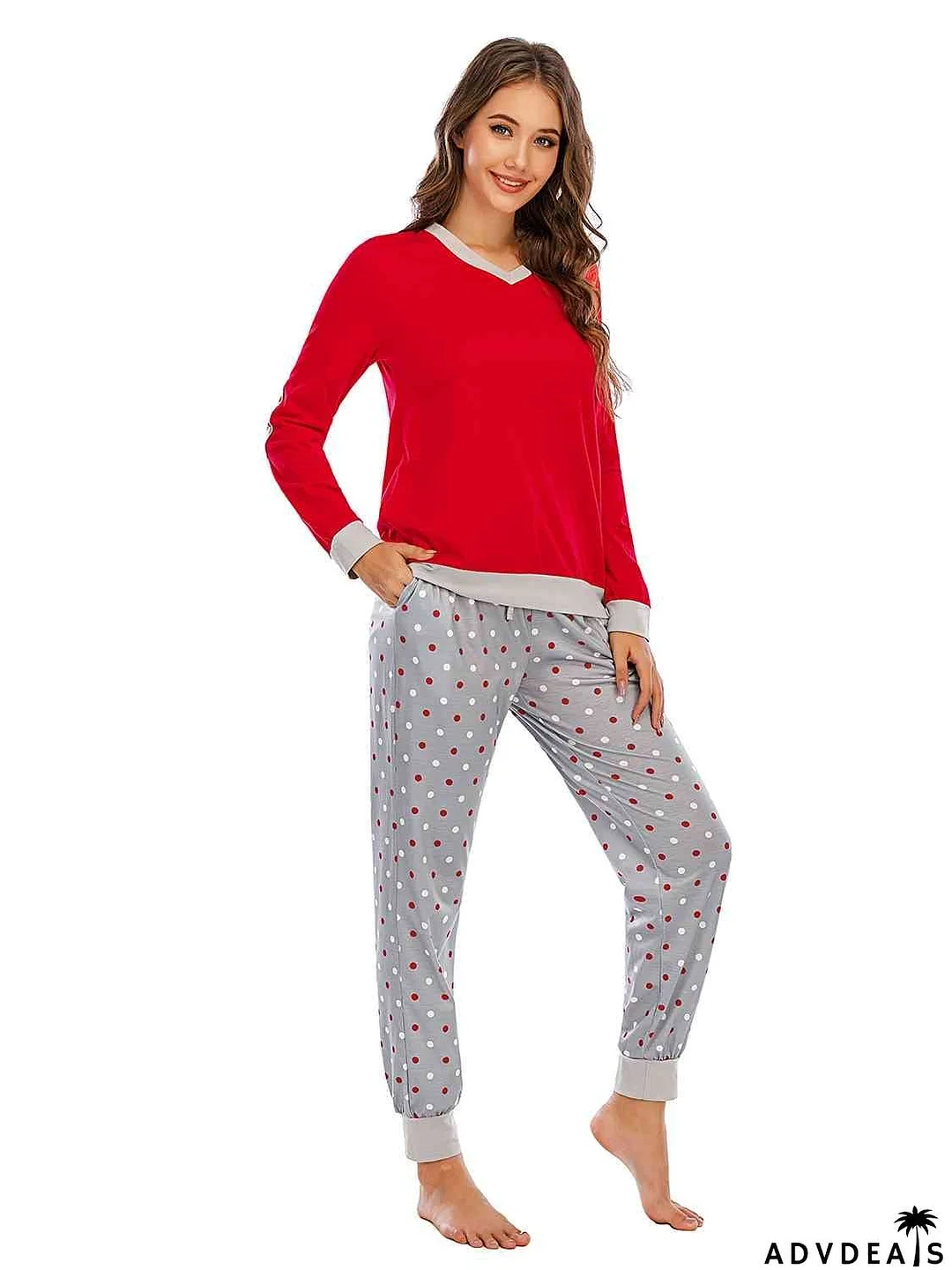 Long Sleeve Top and Polka Dot Pants Set