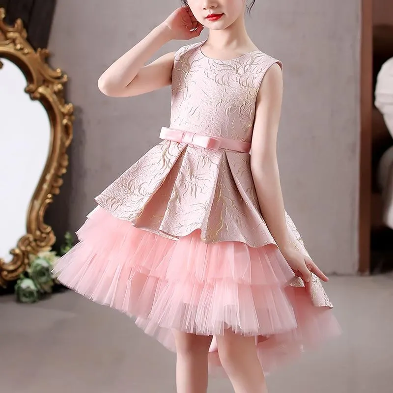 Kids Dress Girls Sequined Cake Skirt Wedding Party Tailing Elegant Princess Sleeveless Children Tutu Dresses