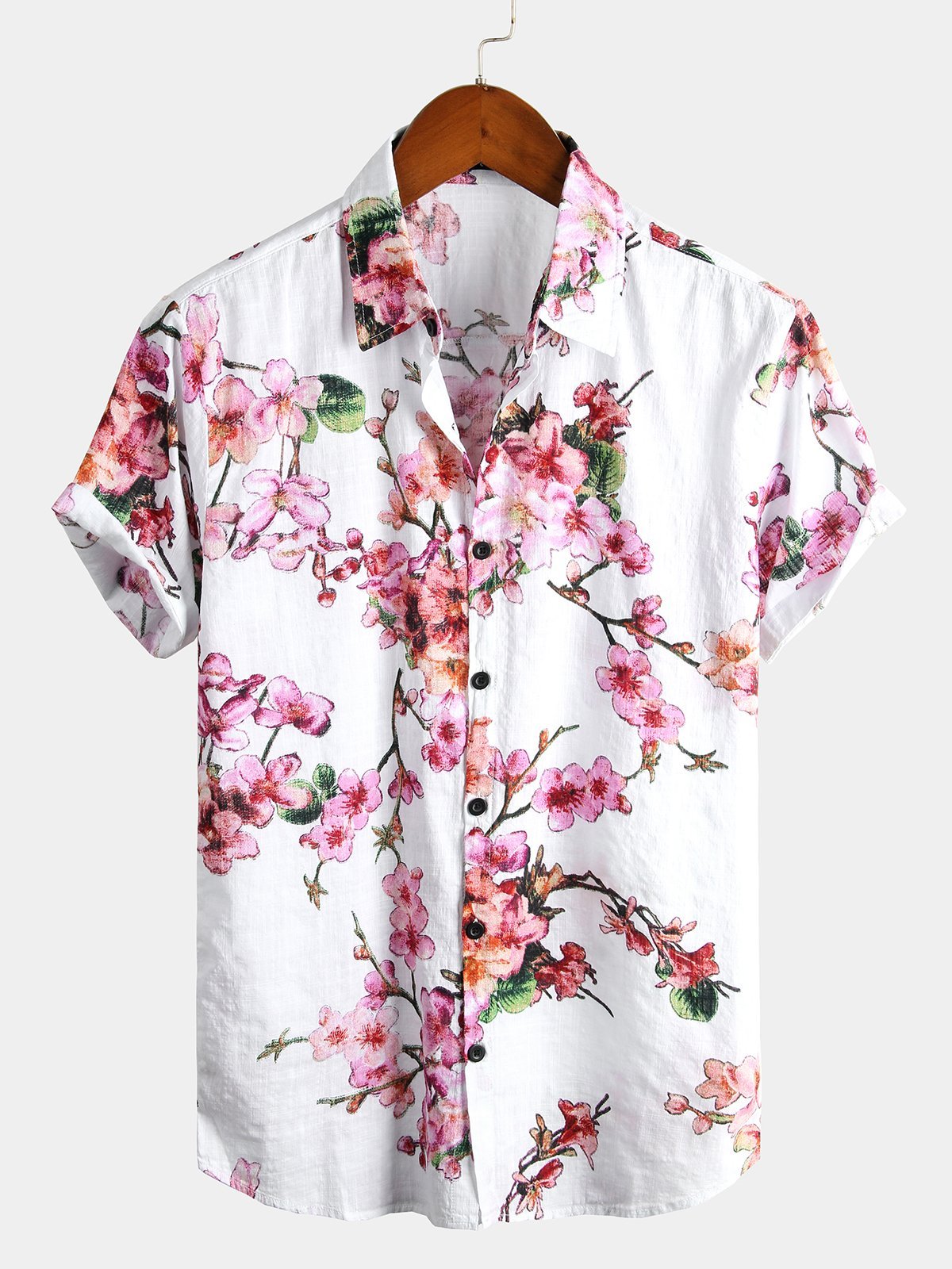 Men's Floral Cotton Tropical Hawaiian Short Sleeve Shirt