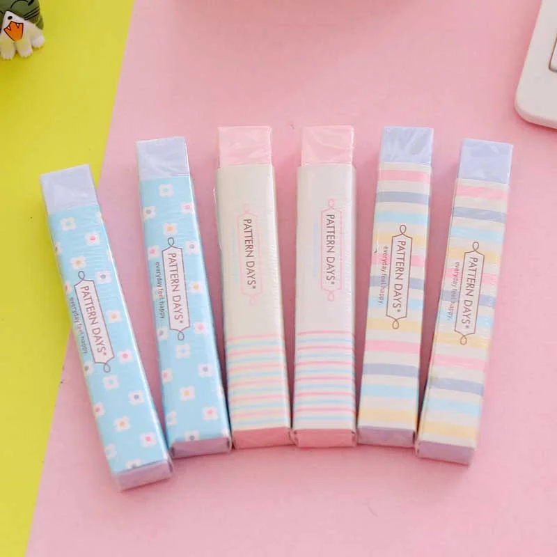 1pc Cute Eraser Rubber Stripe Flower Pencil Eraser Kawaii Students Stationery Material Escolar School Office Correction Supplies