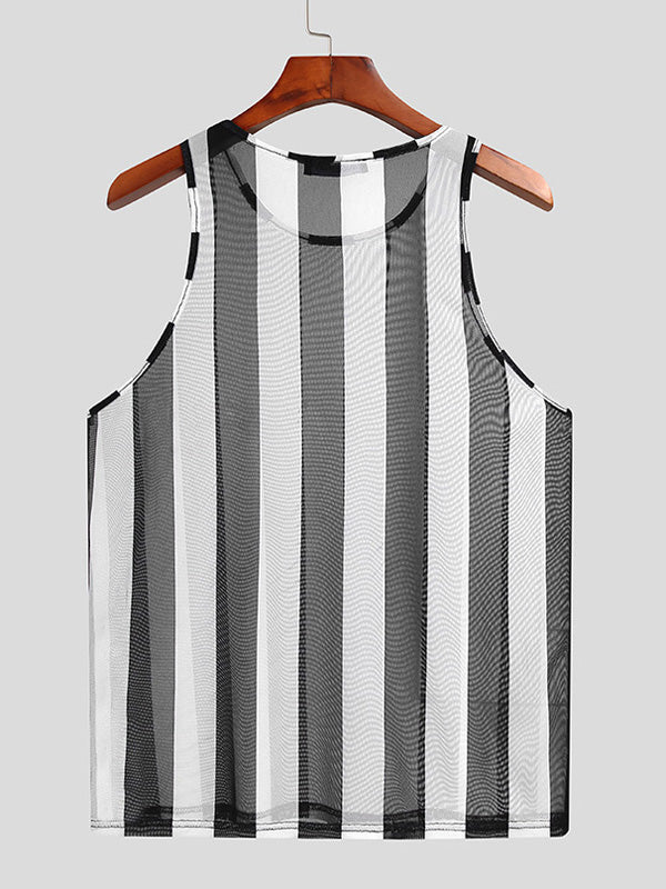 Aonga - Men's  See Through Striped VestH aonga