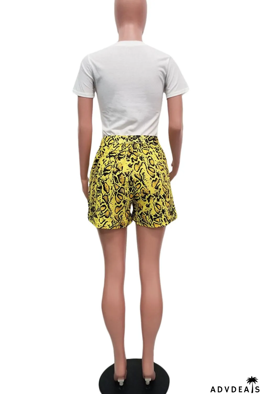 Tangerine Red Casual Street Print Patchwork O Neck Short Sleeve Two Pieces