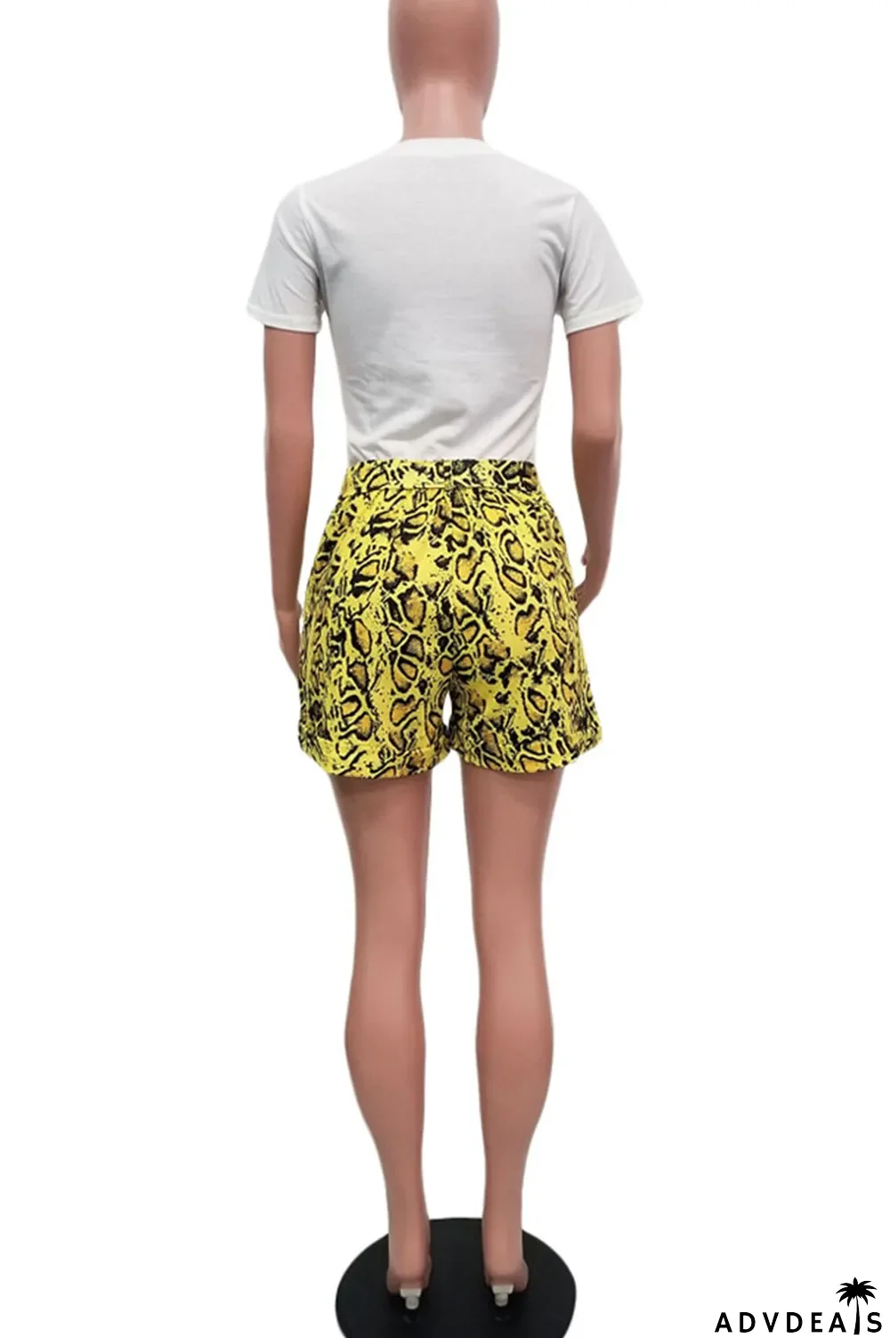 Tangerine Red Casual Street Print Patchwork O Neck Short Sleeve Two Pieces