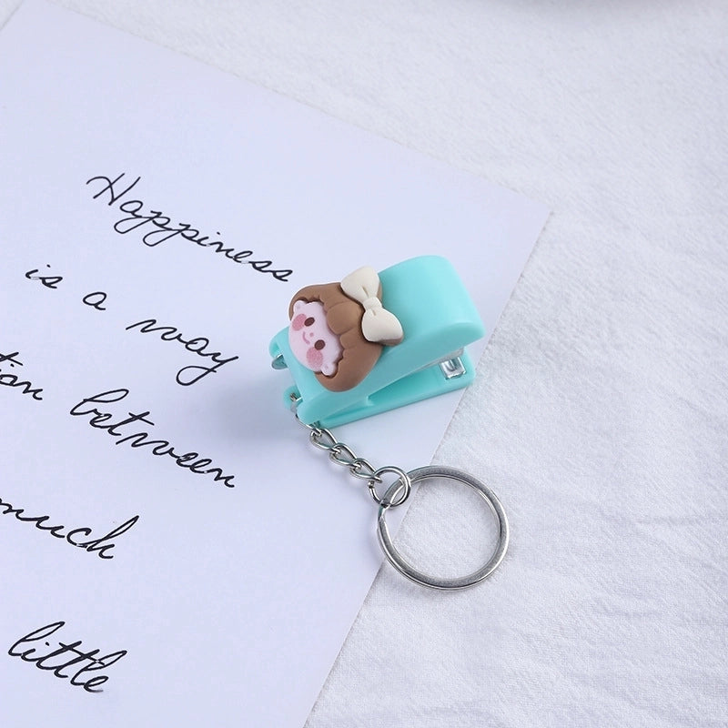 Cute Cartoon Macaron Color Student Creativity Mini Stapler Keychain