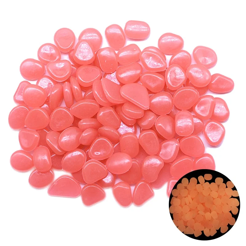 200Pcs Luminous Stone Glow In Dark Garden Pebbles Glow Stones for Outdoor Lawn Walkways Home Decoration Fish Tank Aquarium Rocks