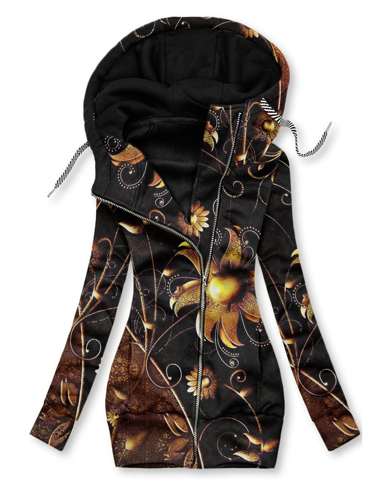 Women's Flowers Print Hoodie-1012-06
