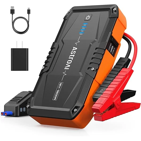 S8 Car Jump Starter, 1500A Car Battery Jump Starter with Wall Charger for Up to 6.0L Gas & 3.0L Diesel Engines, 12V Portable Jump Box with 3 Modes Flashlight and Jumper Cable(Orange)