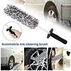 2pcs Wheel Barrel Brush Microfiber Wheel Cleaner Brush Removable Cover Auto Tire Cleaning Scrubber Auto Accessories for Car Maintenance Vehicle Wash Tool (black)