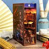 3D Wooden Puzzle Dollhouse with Sensor Light Bookshelf Insert Decor Mini Furniture Book Nook