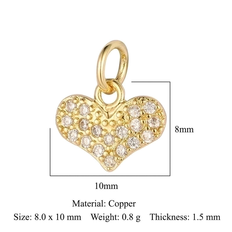 3 Pieces Sweet Pentagram Heart Shape Copper Plating Inlay Zircon 18k Gold Plated Charms Jewelry Accessories