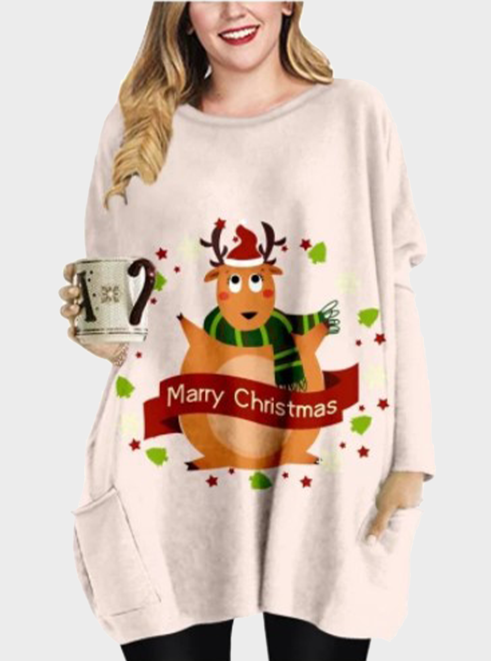  thdmladies Floral Christmas Plus Size Loose Dress thedmladies