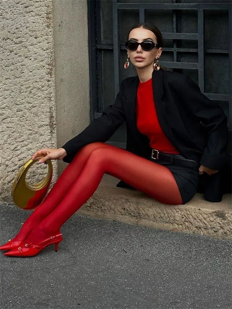 Ootddress New Tights Women Stockings Slim See-Through Lingerie Lace Leggings Winter Women's Pantyhose Red Bodys Sexy Mujer Bottom