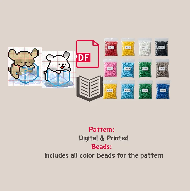 Ice Cube Puppy Pattern Fuse Bead Kit  | Cute DIY Fuse 773+728 Beads Set