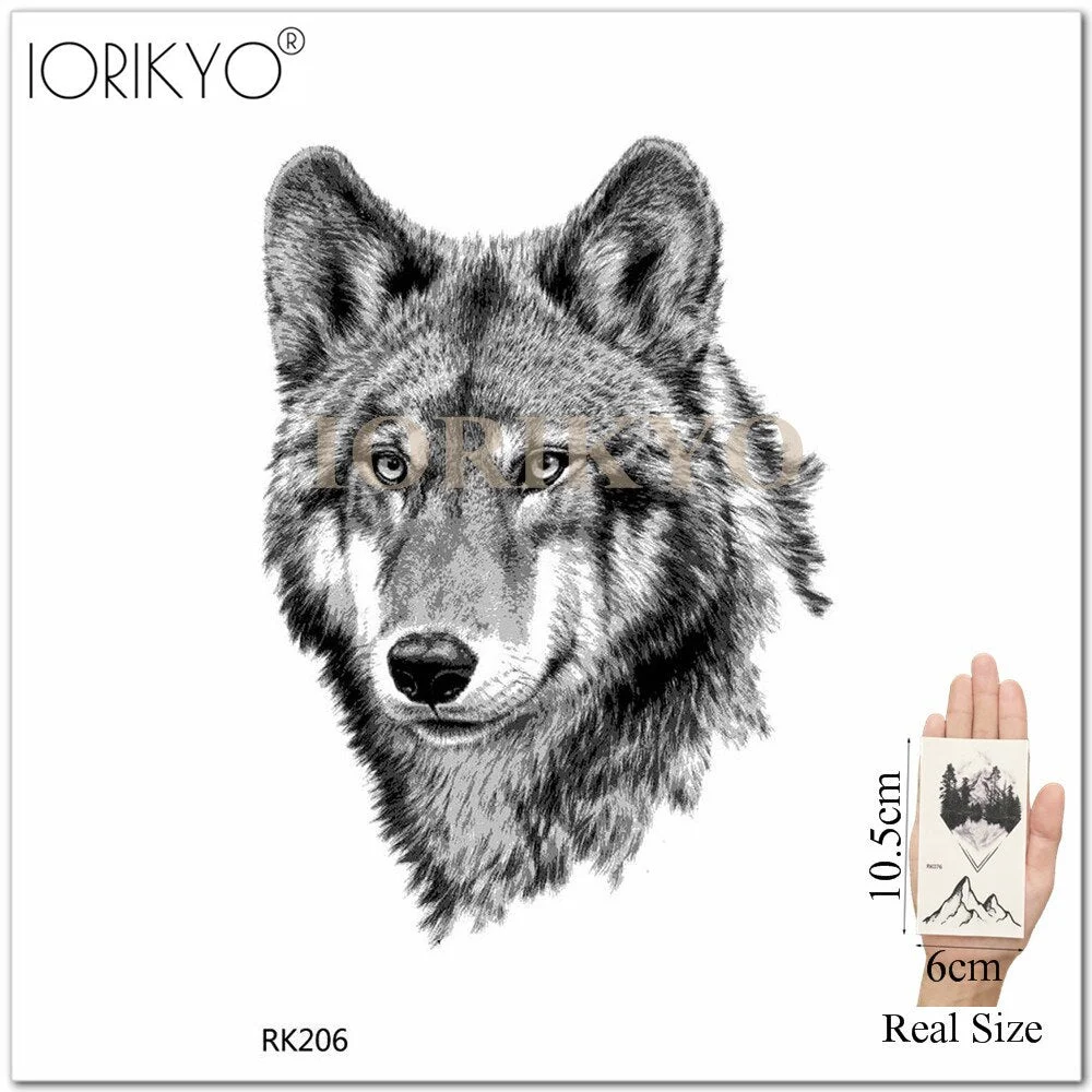 IORIKYO Flash Sexy Tempoary Women Tattoo Arm Fox Sticker Men Black Wolf Chest Forest Hill Bear Fake Tatoo Makeup Tattoo Body Art