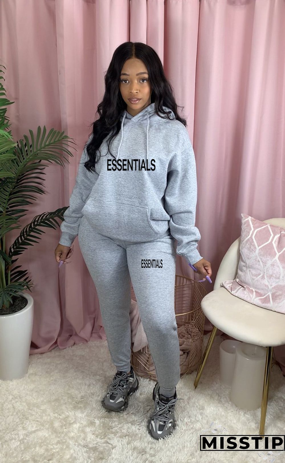 Winter Hooded Sweatshirt Skinny Pants Tracksuit