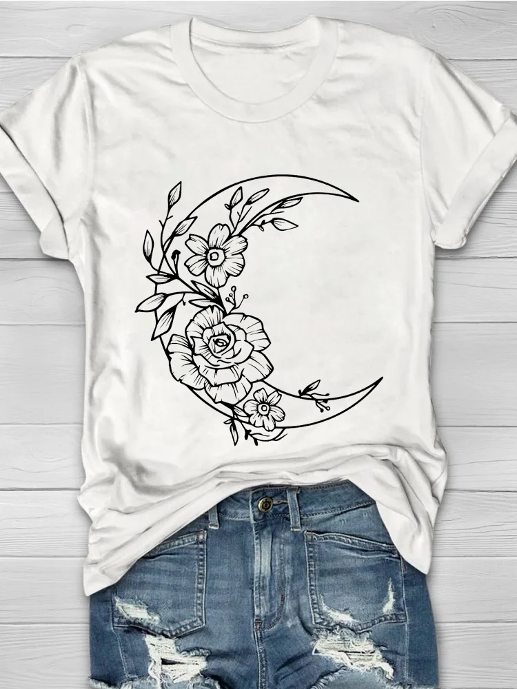 Eagerlys Floral Moon T-shirt Eagerlys