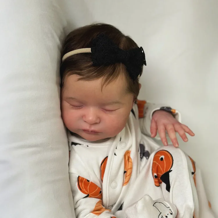  20" Lifelike Reborn Girl Baby Doll Named Paddy with Brown Hair with Heartbeat💖 & Sound🔊 - Reborndollsshop®-Reborndollsshop®