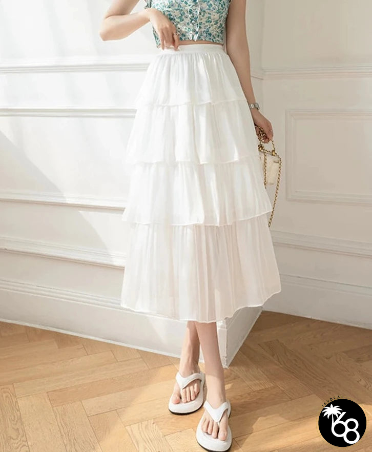 Women's Polyester Elastic Waist Solid Pattern Casual Wear Skirts | 168DEAL