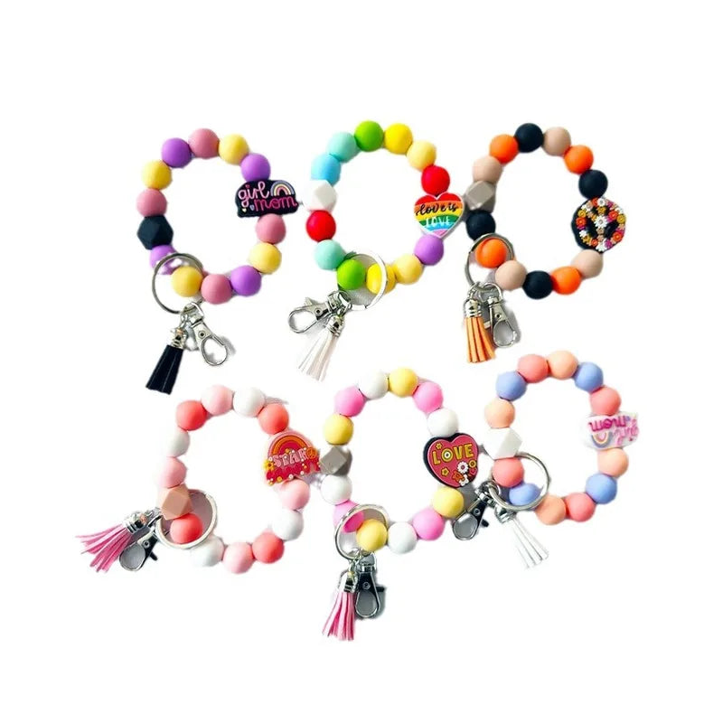 Classic Style Animal Alloy Wooden Beads Silica Gel Bag Pendant Bracelets Keychain