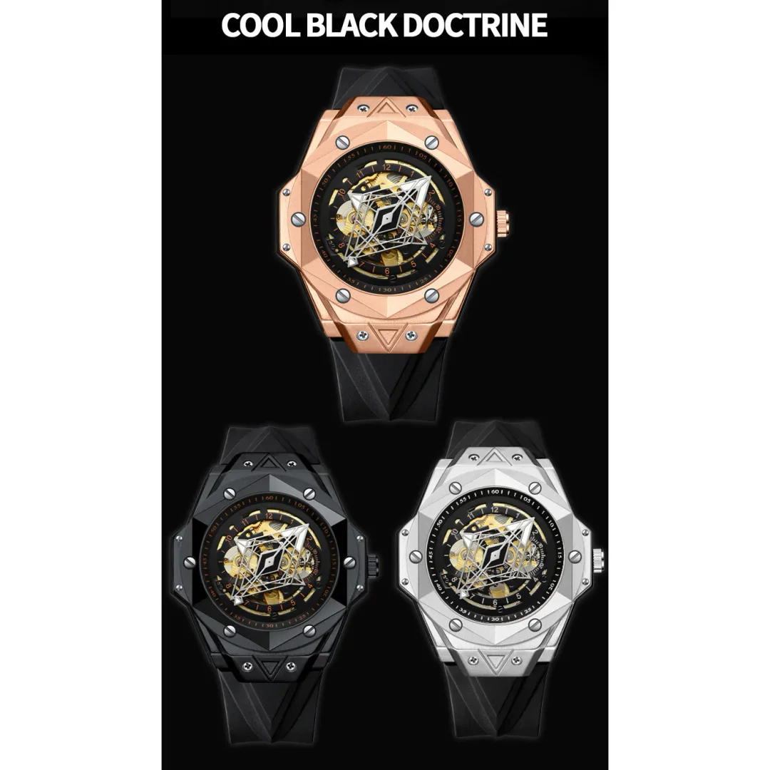 Fashion Men's Automatic Mechanical Watch Silicone Waterproof Sports Watch