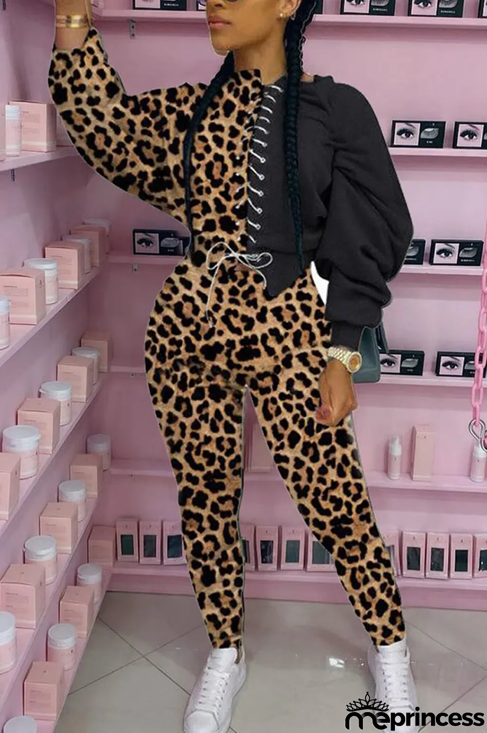 Red Casual Print Bandage Split Joint O Neck Long Sleeve Two Pieces