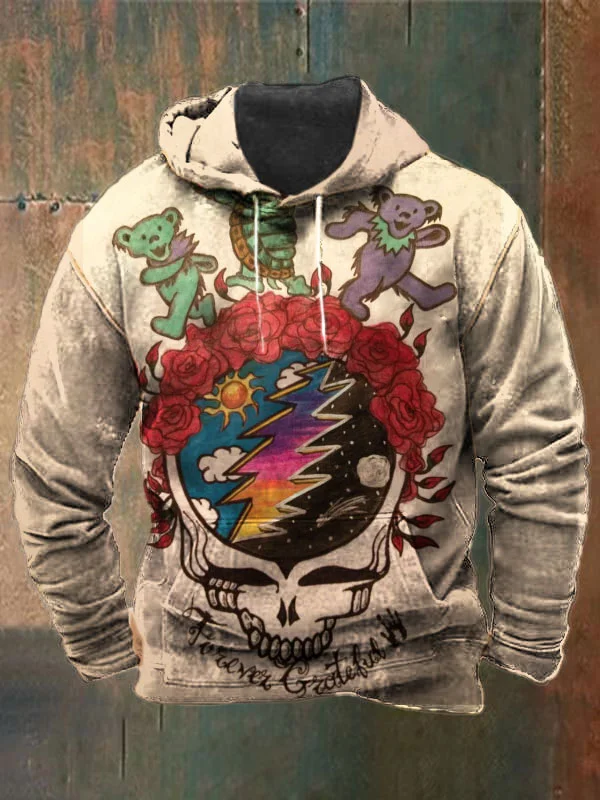 Unisex Skull Bear Print Heavyweight Hoodies