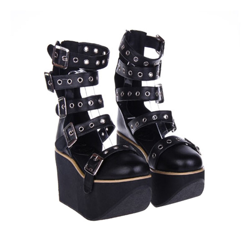 TAAFO Big Size Girl Women Punk Motorcycle Shoe Lady Ankle Boots Woman High Heels Pumps Platform Shoes