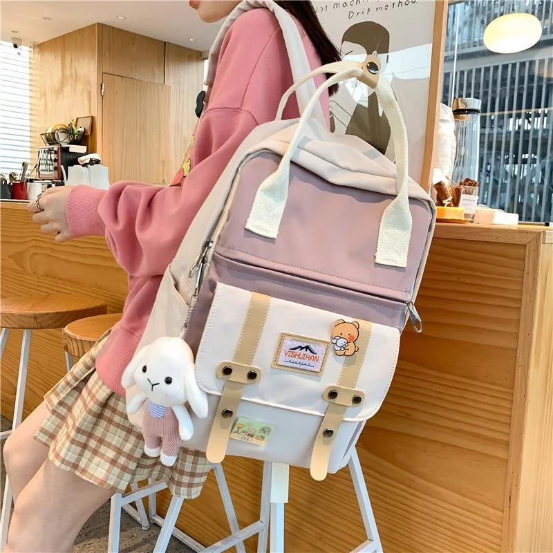 College Student Female Backpack Travel Fashion Women School Bag Book Ladies New Backpack Girl Laptop Waterproof Nylon Bag Kawaii