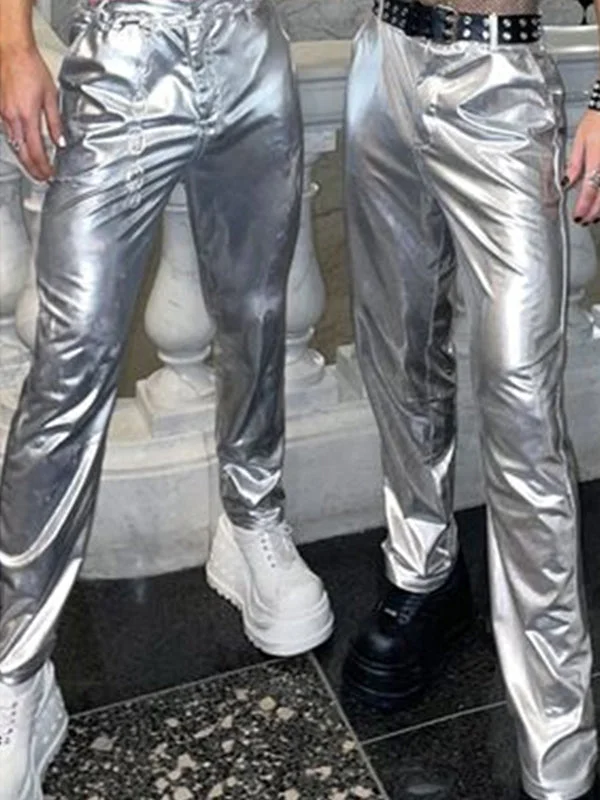 Mens Shiny Metallic Stretchy Night Club Pants SKUJ41976
