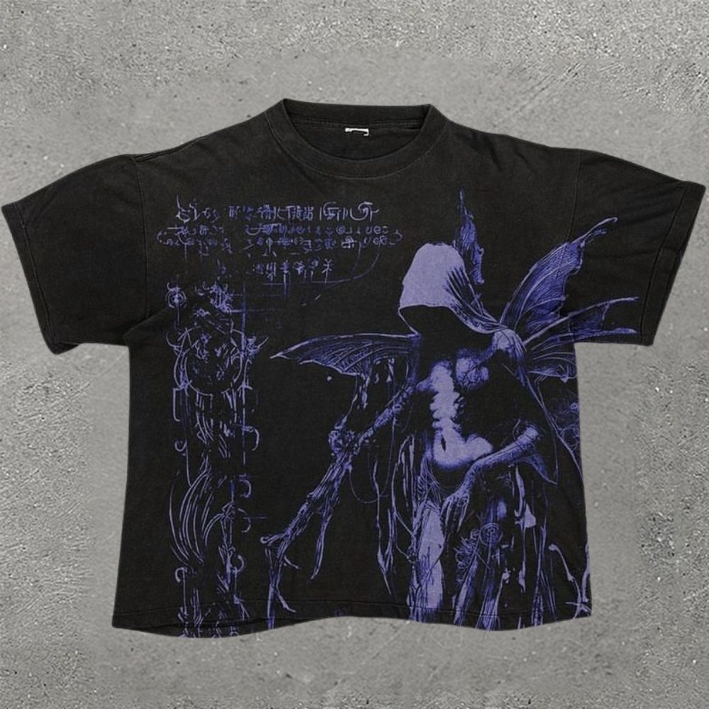 Gothic Purple Winged Creature T-shirt