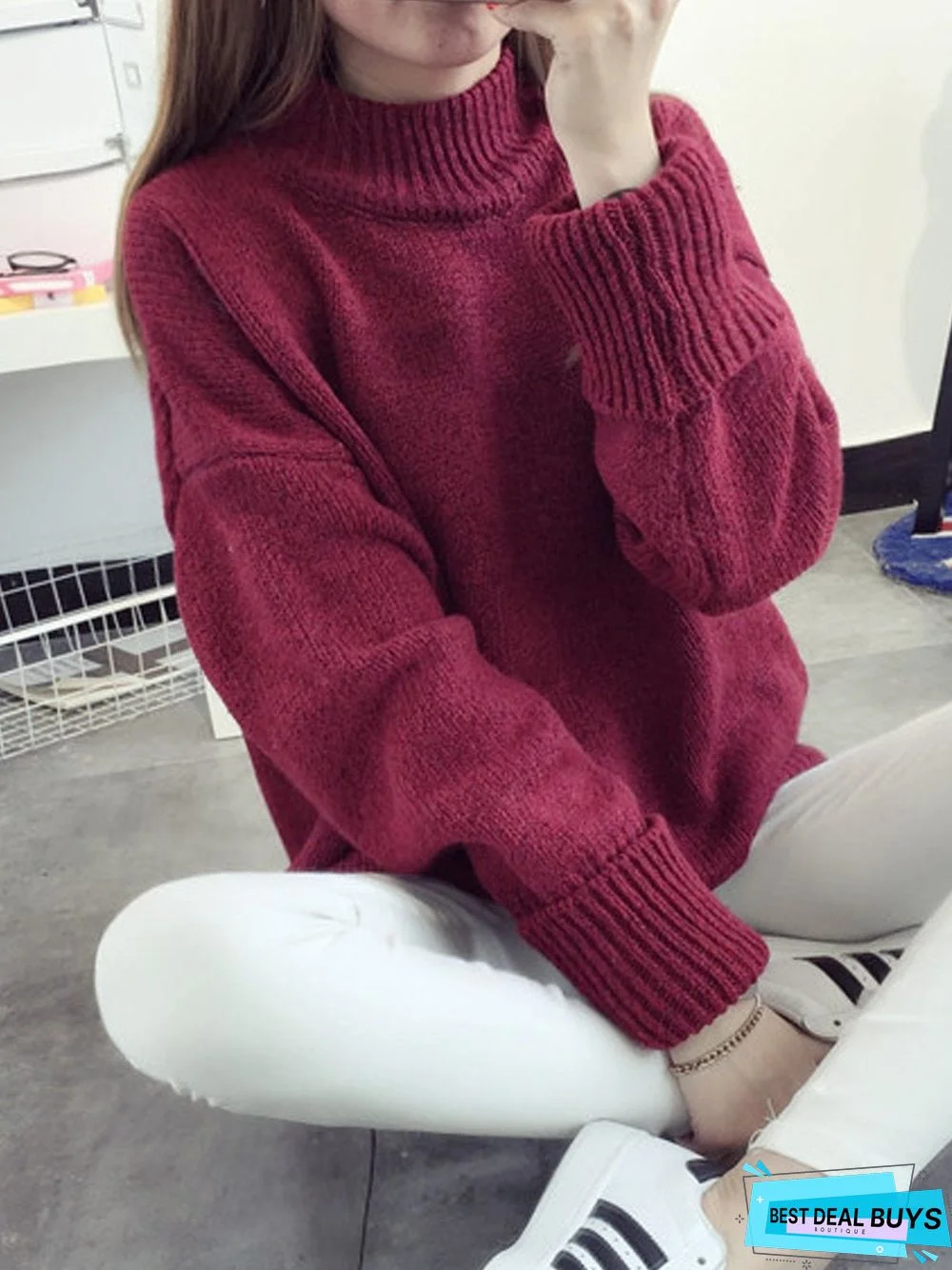 High Neck Pullover Female Loose Sweater