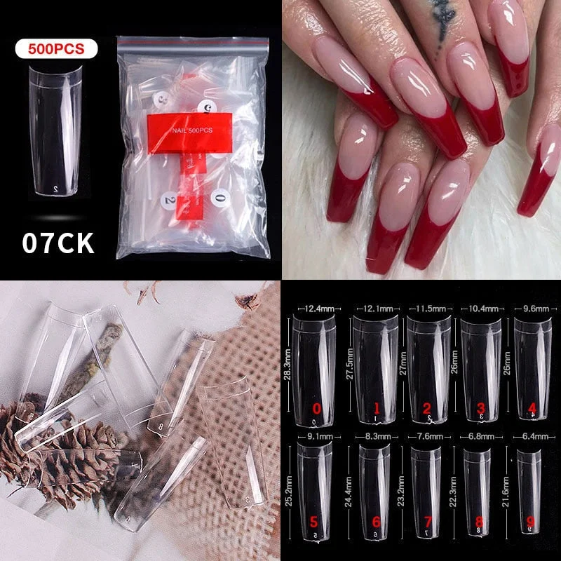 500Pcs False Nail Extension French Natural Transparent Stiletto Coffin False Nails Tips Long Acrylic UV Gel Nail Polish Manicure-Nail Inspo