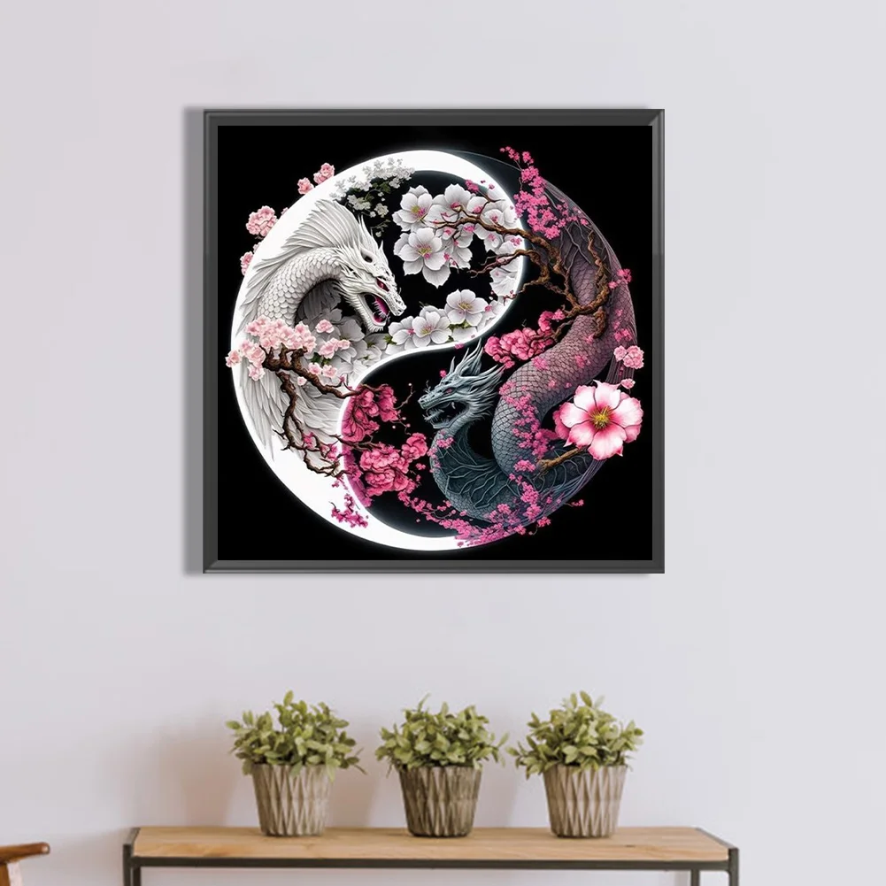 Diamond Painting - Full Round Drill - Yin Yang Dragon(30*30cm)