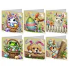(US Only)6PCS DIY Easter Pattern Rhinestone Diamond Art Mosaic Postcards for Friends