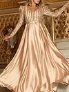 Plus Size Shiny Long Sleeves Maxi Dress