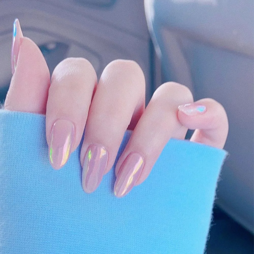 Ballerina Coffin False Nails Chrome Lavender Purple Press On Fingernails Fake Nails Extra Long Ladies Designed Tips for Finger-Nail Inspo
