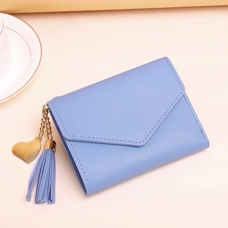 Wallet Ladies New Short Tassel Pendant Litchi Pattern Wallet Card Holder Cute Coin Purse In Stock