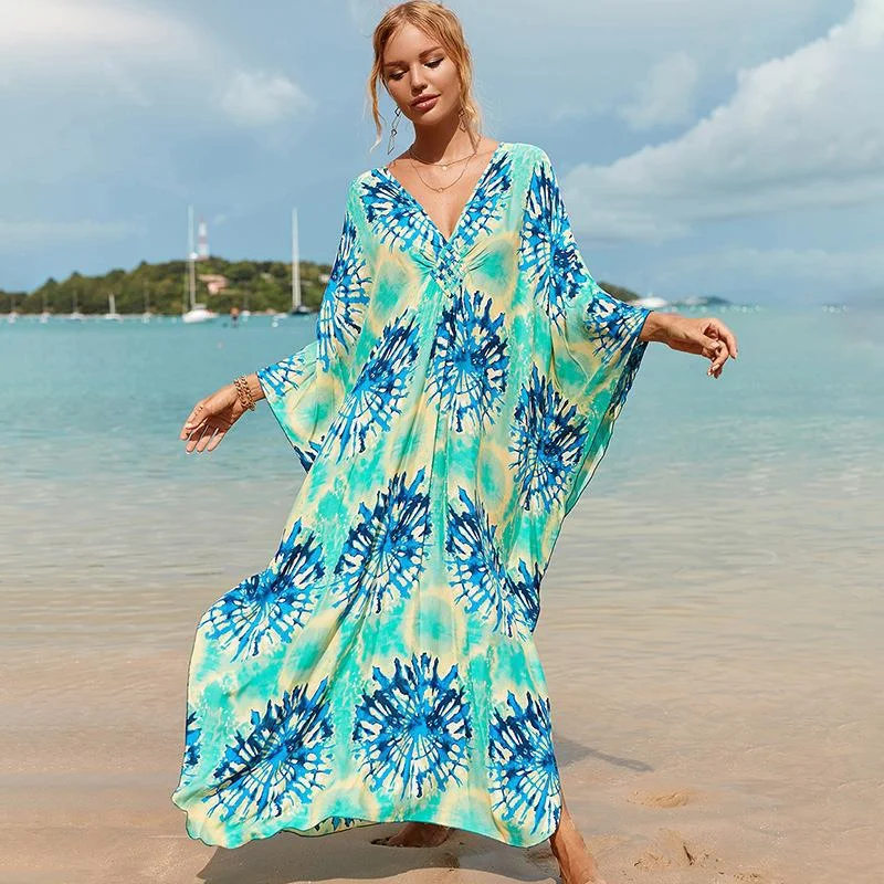Uveng Uveng Robe Beach Coat Beach Vacation Sunscreen Long Dress Bikini Blouse Swimsuit Over A Woman