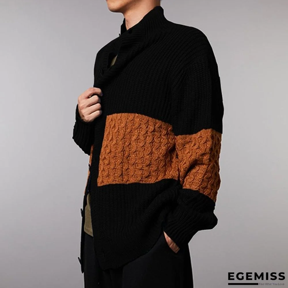 Men's cardigan long sleeve stitched knitted coat | EGEMISS