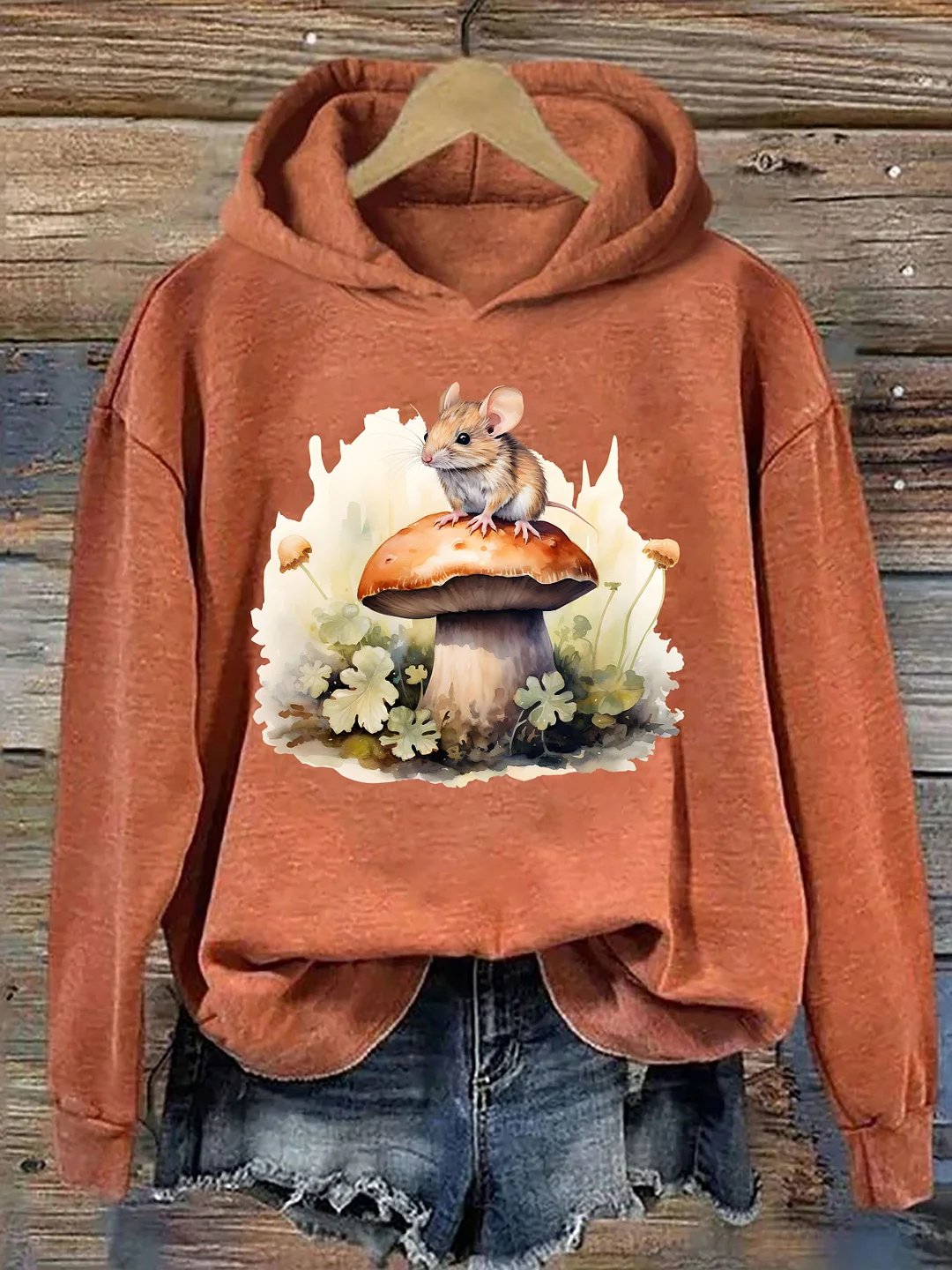 Vintage Hamster Mushroom Plant Art Hoodie