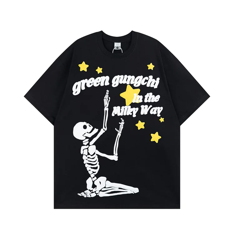 Pray To The Stars Puff Print Short Sleeve T-Shirt
