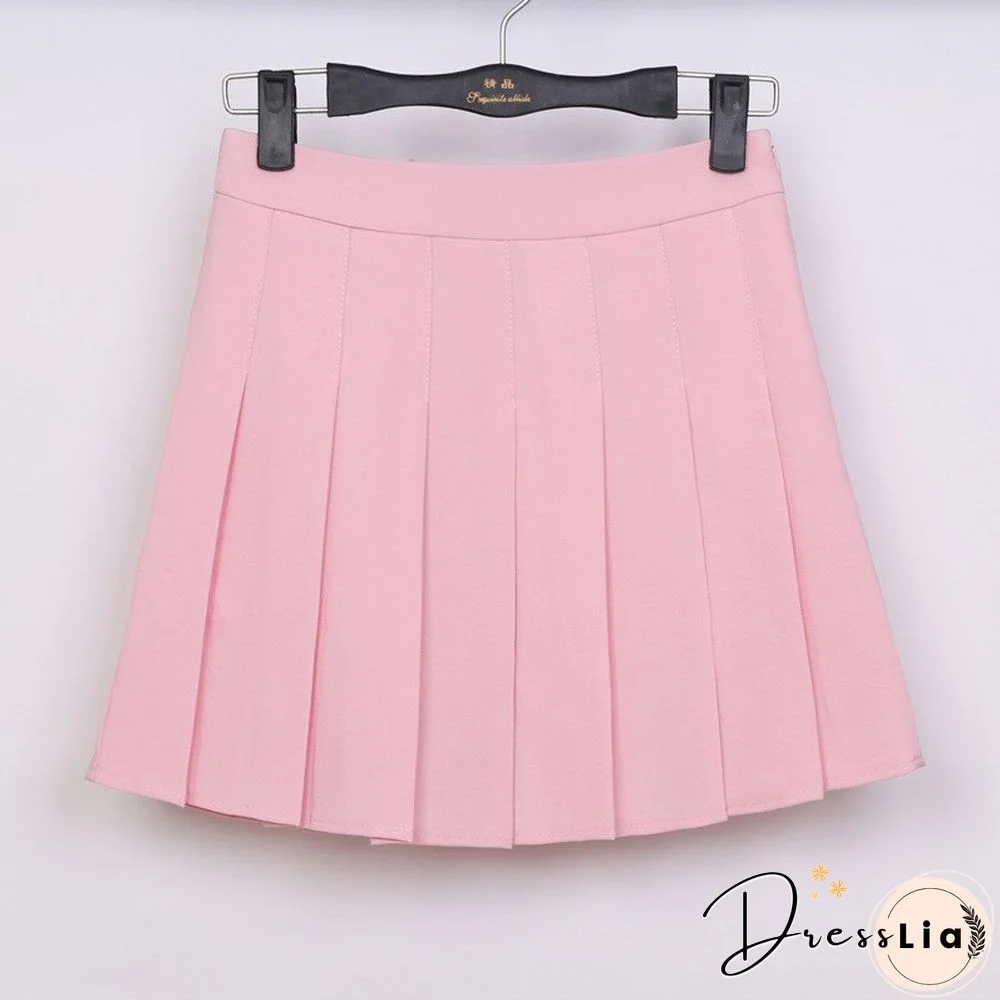 New Spring High Waist Ball Pleated Skirts Harajuku Denim Skirts Solid A-line Sailor Skirt Japanese School Uniform