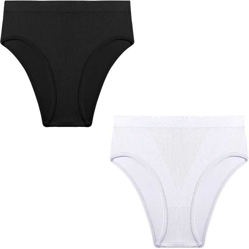 2PCS/Set Seamless Women's Panties Plus Size Underwear Women Briefs Lingeries Cotton Mid-Rise Underpants Panty Intimates