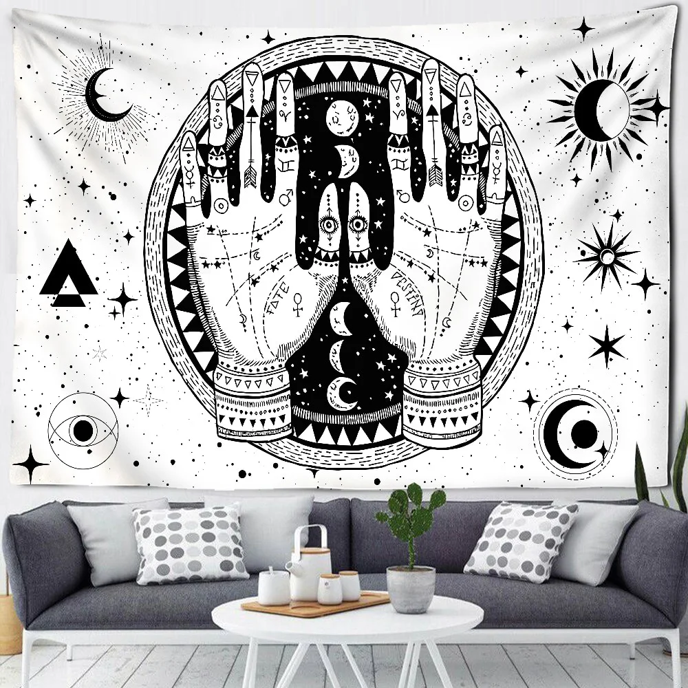 Athvotar Card Tapestry Wall Hanging Astrology Divination Sun And Moon Wall Hanging Hippie Bohemian Wall Rugs Dorm Decor Blanket