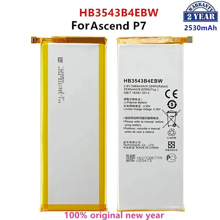 100% Orginal HB3543B4EBW 2530mAh Battery For Huawei Ascend P7 L07 L09 L00 L10 L05 L11 Replacement Batteries