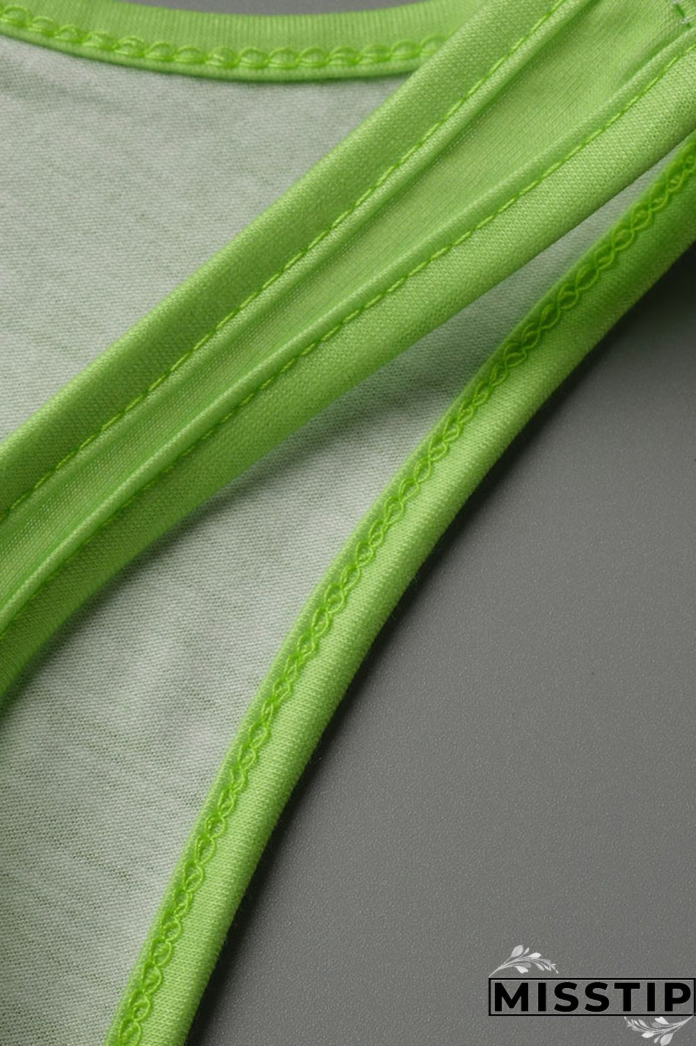 Fluorescent Green Casual Gradual Change Print Patchwork U Neck Sleeveless Two Pieces