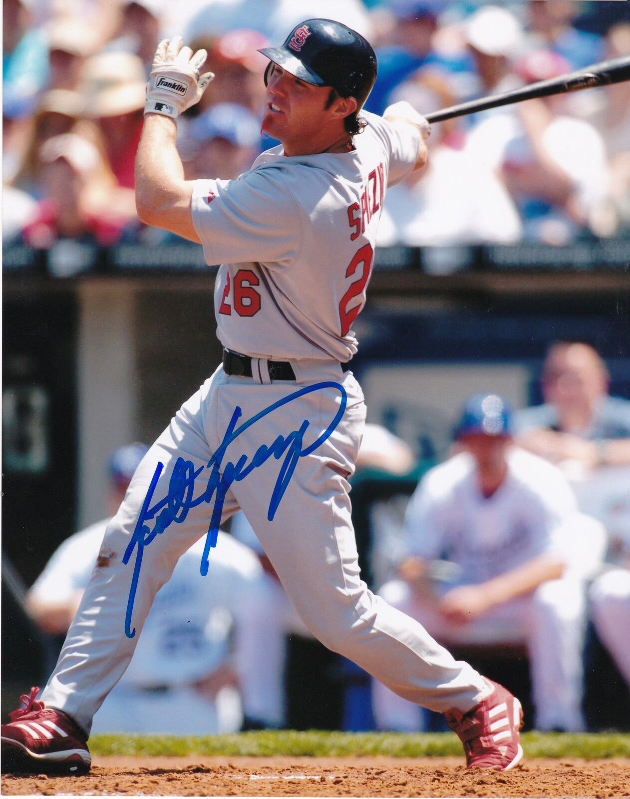 SCOTT SPIEZIO ST. LOUIS CARDINALS ACTION SIGNED 8x10